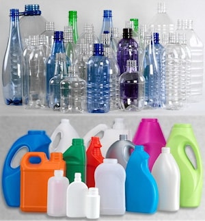 Образцы бутылок для воды и напитков, бутылок из ПЭТ и ПЭ различного назначения, изготовленных на оснастке Пластик Текнолоджиз  